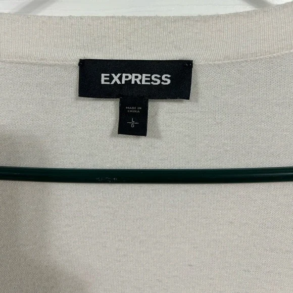 Express Long Seeve Cardigan White Long Size Large Soft Pockets - Picture 2 of 9